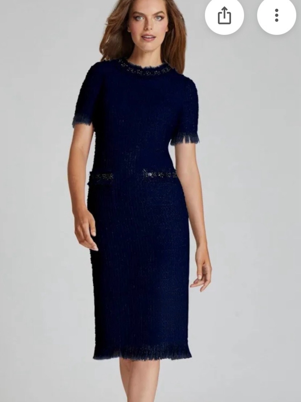 Rickie Freeman Teri Jon Navy Tweed Sheath Deess - Size 6 - Excellent Condition